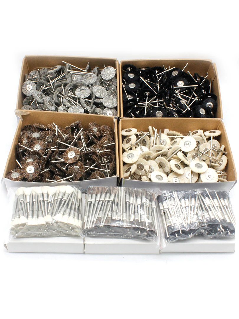 144PCS 100PCS Abrasive Brushes Wheel 19mm 22mm 25mm Jewelry Polishing Mop for Dremel Drill Grinding 2.35MM Shank
