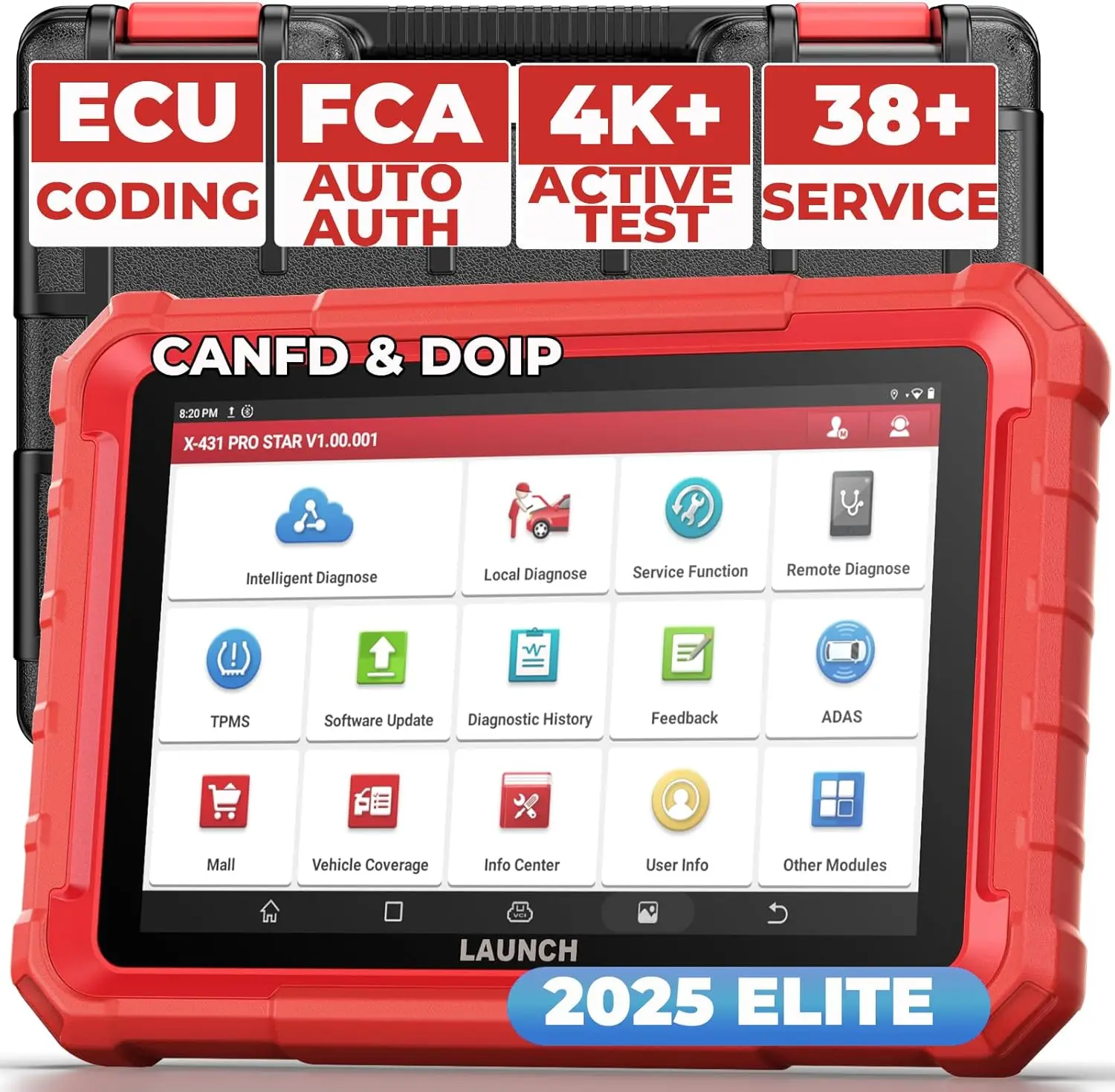

LAUNCH X431 PRO Star 2025 All System Diagnostic Tool ECU Coding 38+ Reset CANFD DOIP FCA Autoauth Bi-Directional Scan Tool