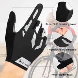 WEST BIKING Reflective Cycling Gloves Touch Screen Full & Half Finger Bicycle Gloves Anti-slip Shockproof MTB Road Bike Gloves