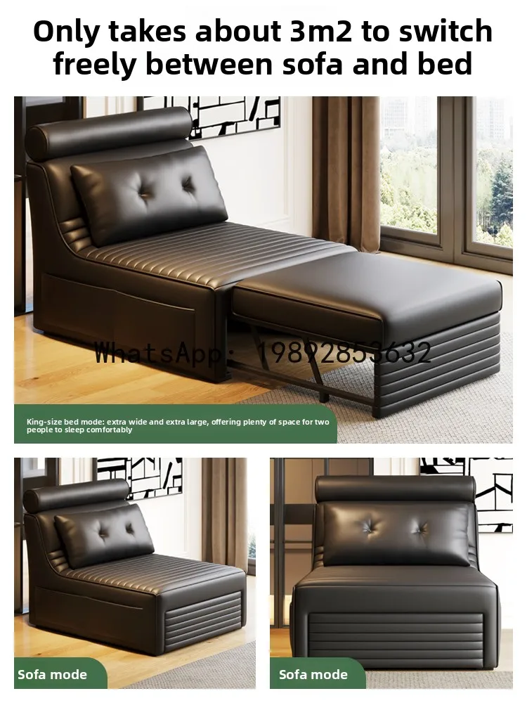 YFY Multifunctional Genuine Leather Sofa Bed Foldable Dual-use 2025 New Simple Small Apartment Balcony Single Double Bed