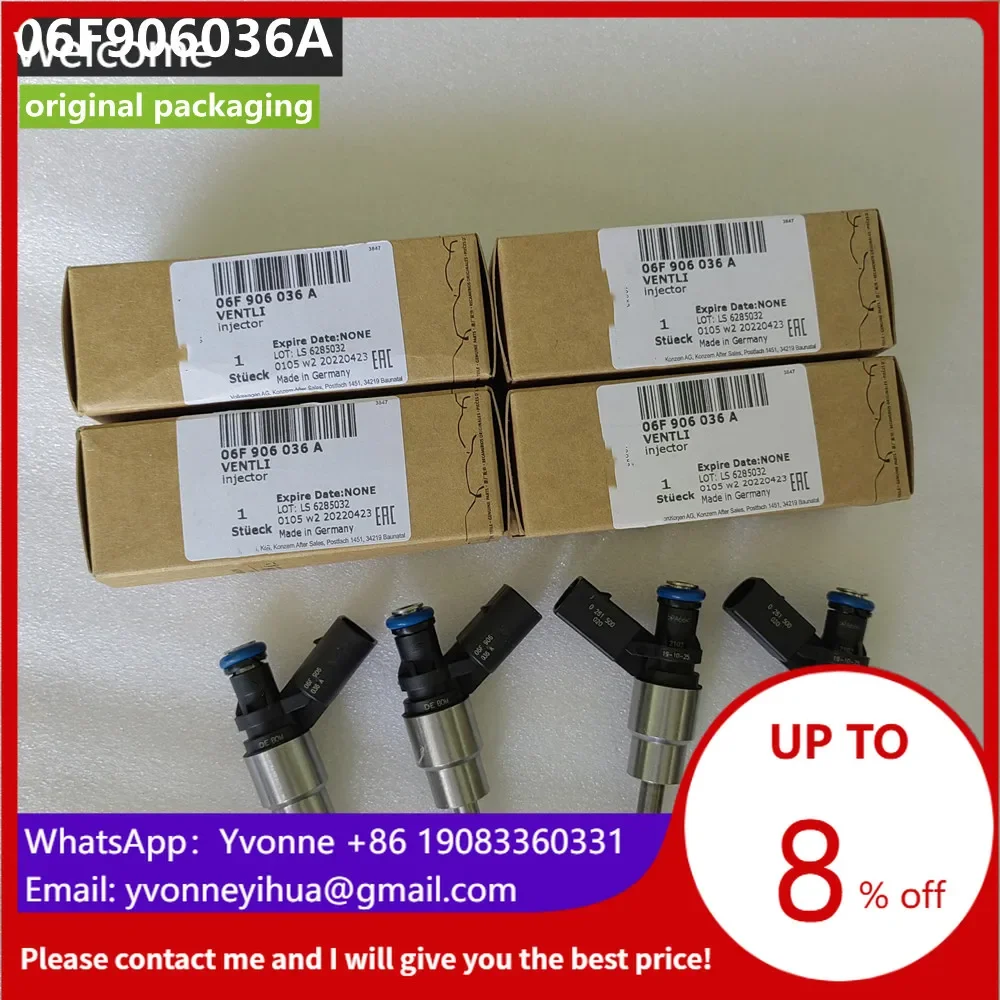 

2 Years Warrany Brand New 4Pcs OEM Fuel Injectors 06F 906 036 A / 06F906036A For 2005-2009 VW Audi A4 Quattro 2.0L I4 Turbo