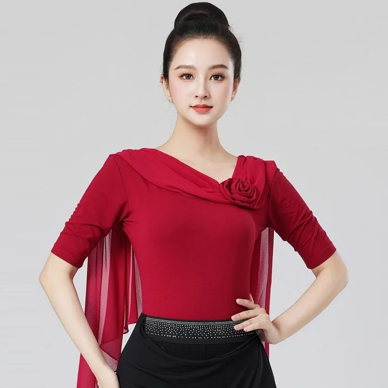 Latin Dance Top Comfortable and Versatile Figure-flattering Latin Training Wear for Women Dance Model Runway Practice Attire