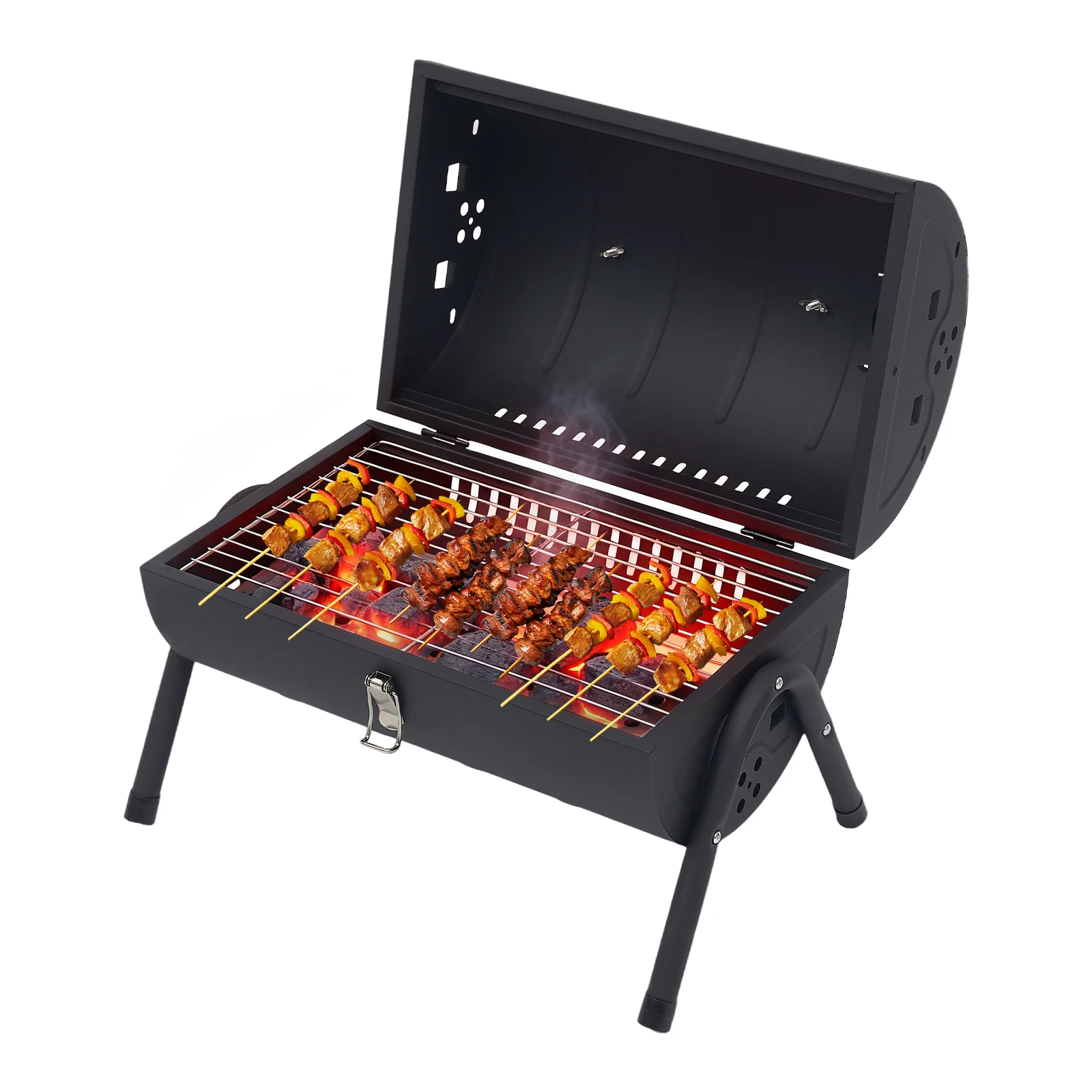 

Portable Charcoal Grill, Tabletop Outdoor Barbecue Grill with 2 Baking Nets, Black BBQ Charcoal Grill for Picnics, Backyard