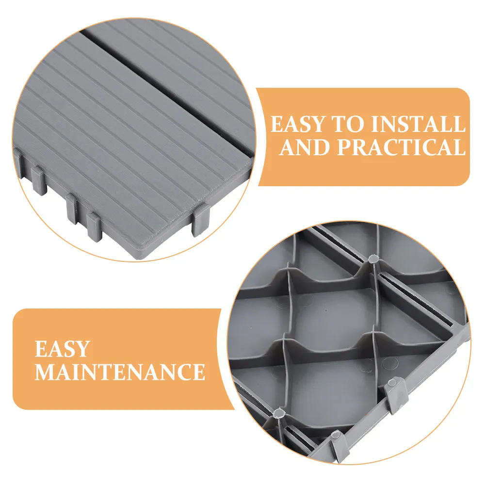 Plastic Outdoor Deck Tiles Interlocking Waterproof Flooring Plastic Wood Look for Balcony Patio Garden Backyard Pool Deck Porch