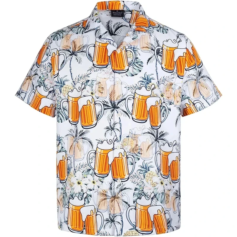 Hawaiian men's short sleeved shirt with 3D printed pattern buttons, beach casual party loose outdoor vacation plus size shirt