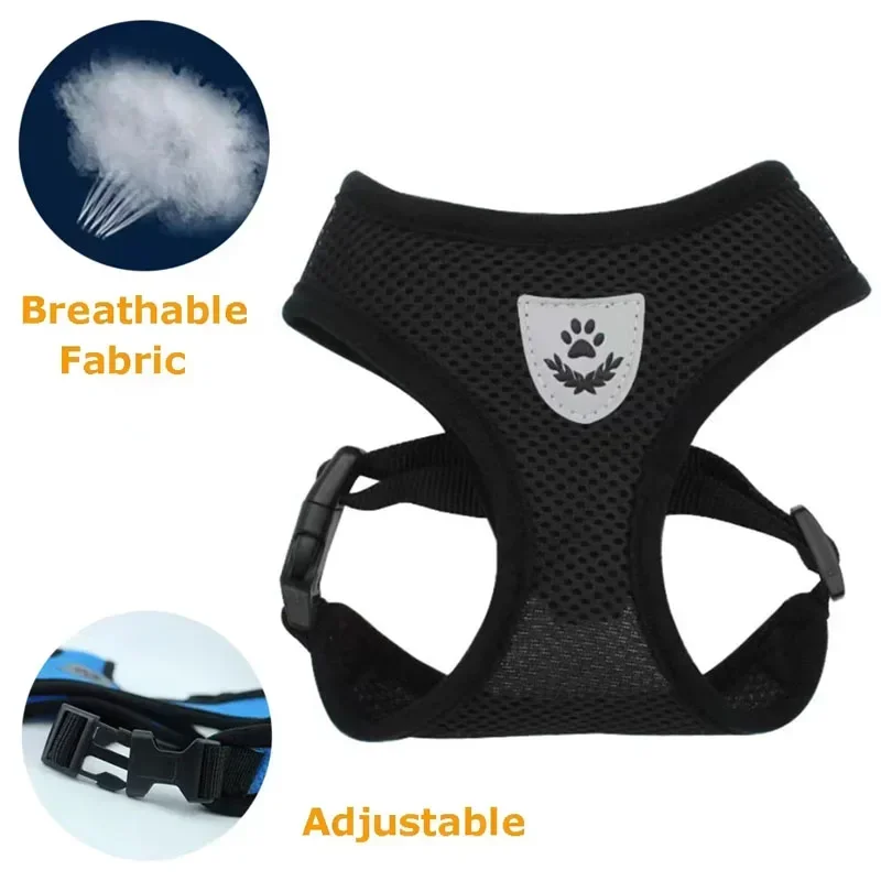 Small Large Cat Dog Harness with Lead Leash Adjustable Vest Polyester Mesh Breathable Reflective Anti-Escape Puppy Kitten Collar