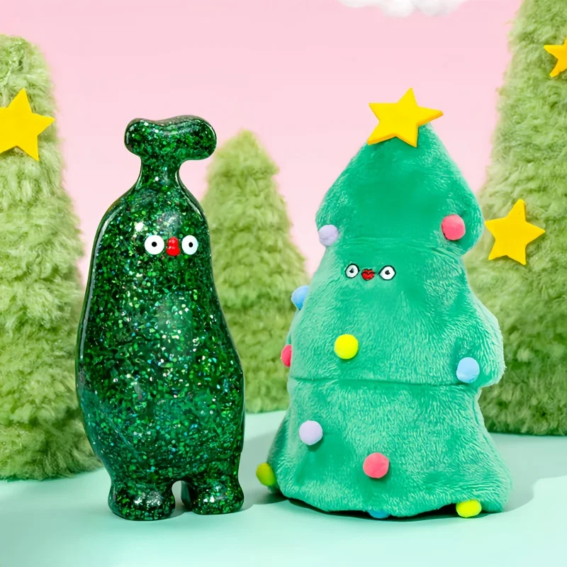 

Genuine Q Version Flabjacks Sparkling Christmas Tree Handheld Hanging Card Toy Pendant Doll New Xmas Gift Desktop Decoration