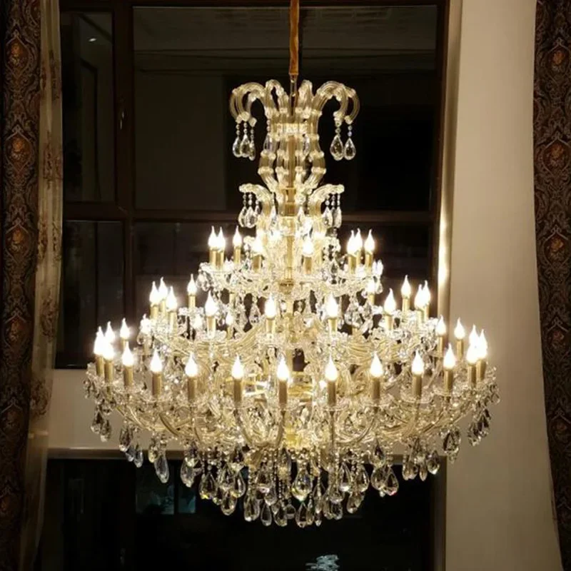 European-style duplex building crystal lamp villa living room lamp hotel lobby chandelier