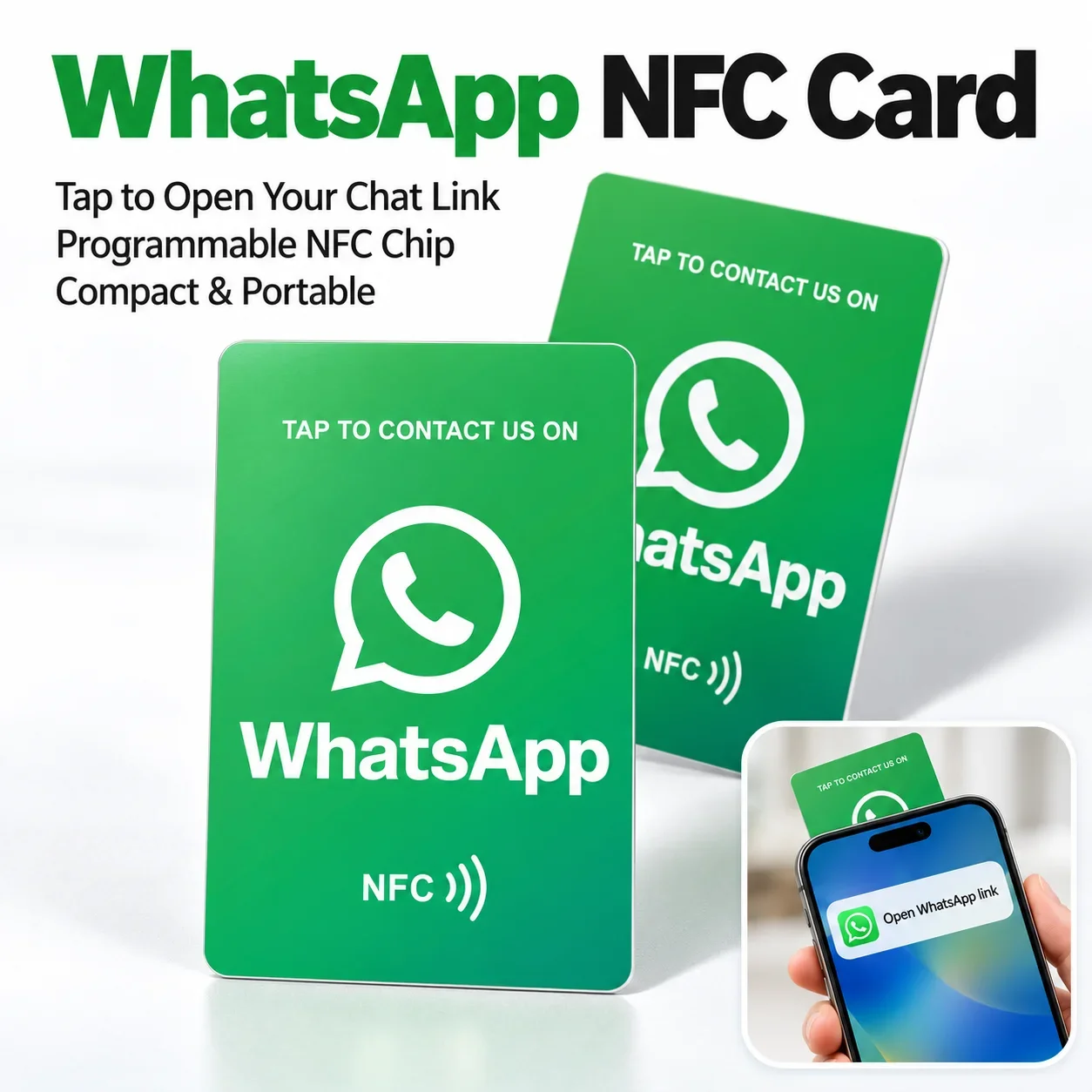 1pc Green Gradient NFC Card for WhatsApp PVC 215 Chip Rewritable for Customer Communication Buyer Programming Required
