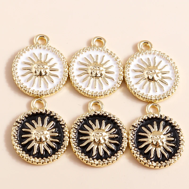 8 Stück zweifarbige Emaille-Sonnen-Mond-Charms für baumelnde Ohrringe, Armbänder, Halsketten, Schmuckherstellung, Zubehör, handgefertigter DIY-Schmuck – Detail 11
