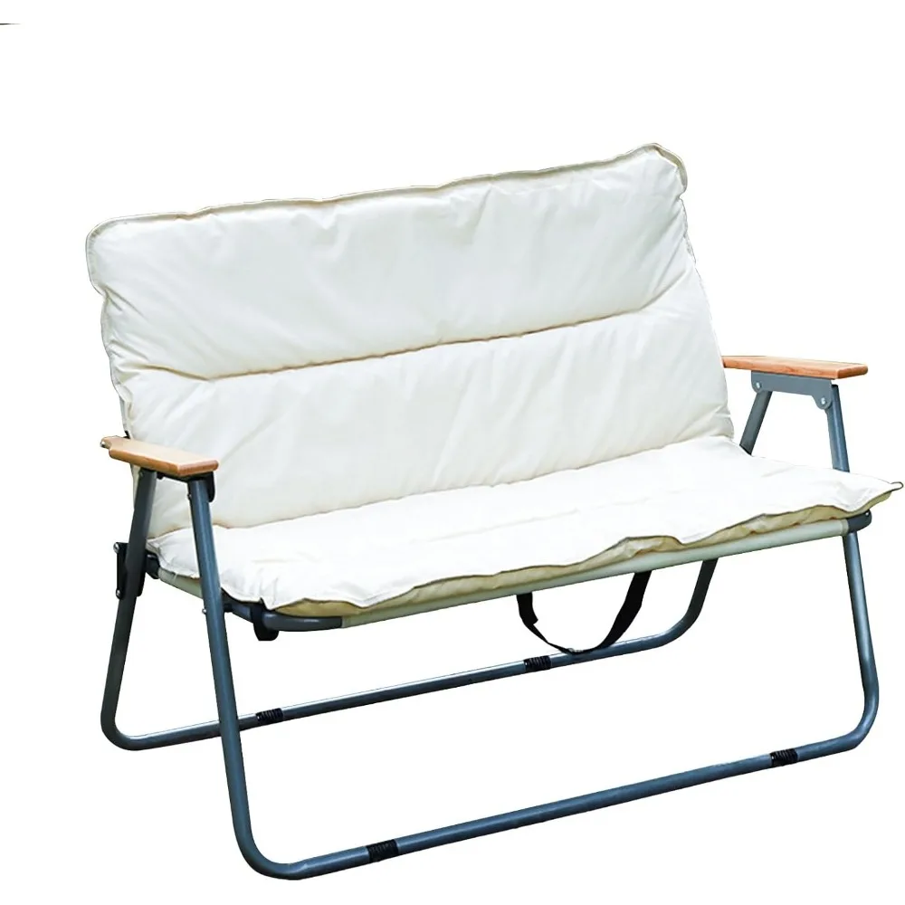 

Folding Double Seat Camping Chair, Portable 2 Person Loveseat Camp Chair, Outdoor Foldable Seat Beach Chair for Indoor Patio Tra