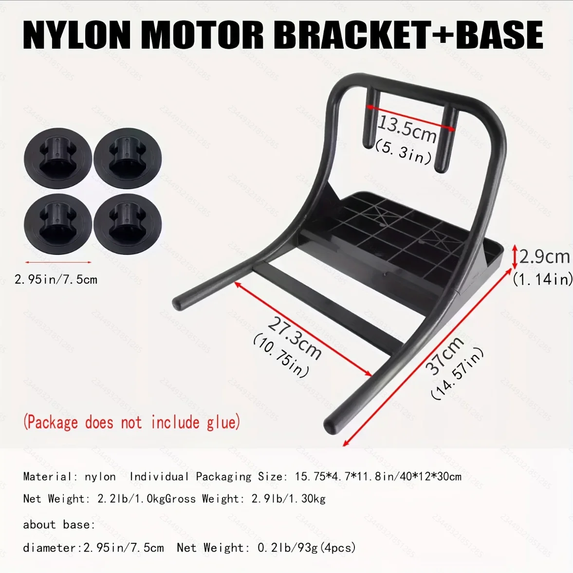 دعامة محرك المروحة الكهربائية للقارب المطاطي القابل للنفخ من KOETSU، مادة النايلون الأسود، سهلة التركيب، مع براغي #3