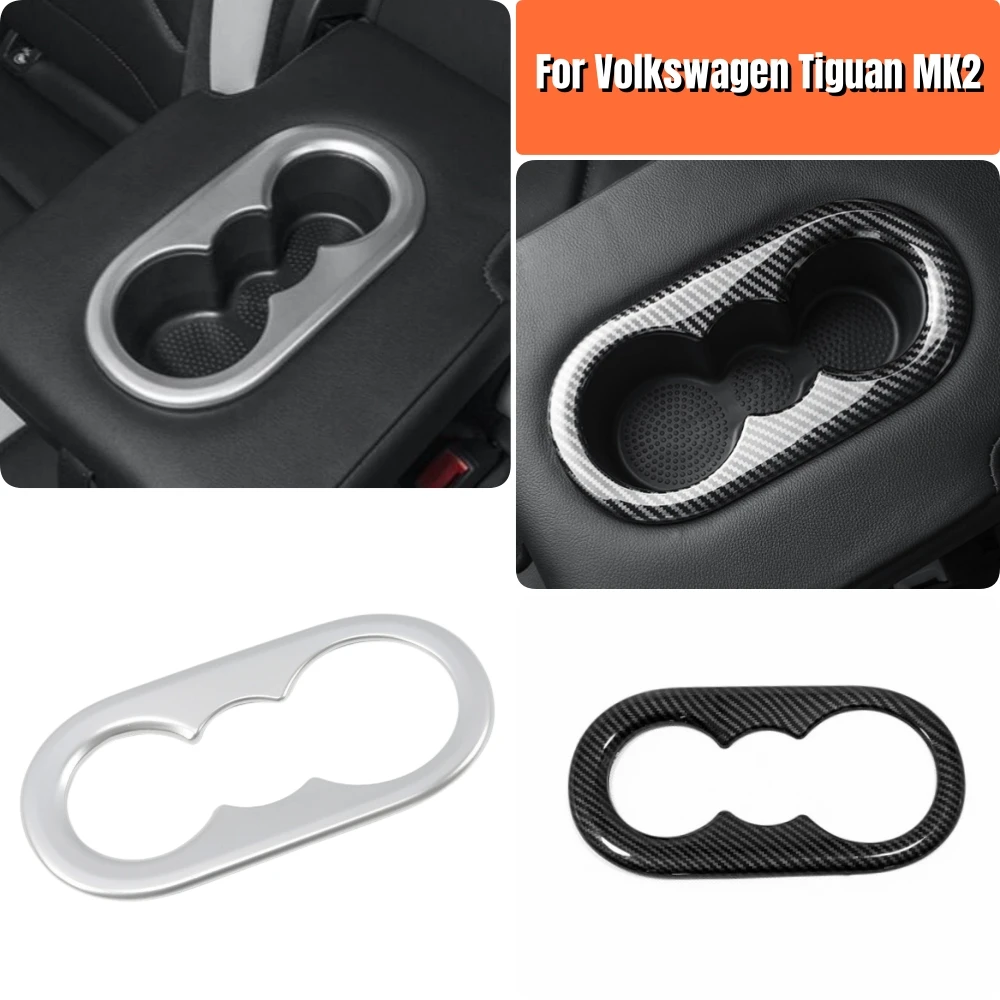 

For Volkswagen VW Tiguan MK2 2017-2020 Car Rear Seat Water Cup Holder Cover Frame Trim ABS Plastic Interior Styling Accessories