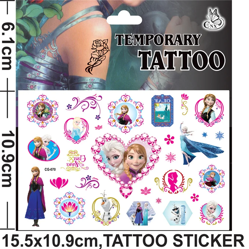 Disney Anime Frozen Elsa Tattoo Stickers Kawaii Disney Princess Anna Stickers Cartoon Children Tattoo Stickers Toys Kids Gifts