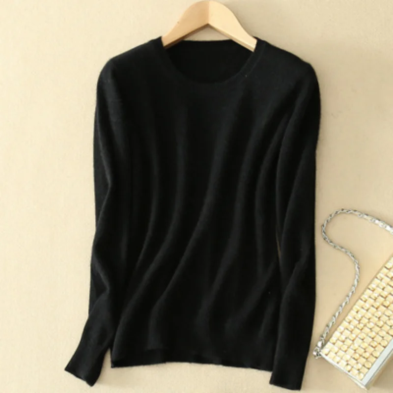 2024 Autumn Winter Sweater Women Long Sleeve O-neck Knit Tops Solid Slim Fit Bottoming Shirt Korean Fashion Pullovers Knitwears