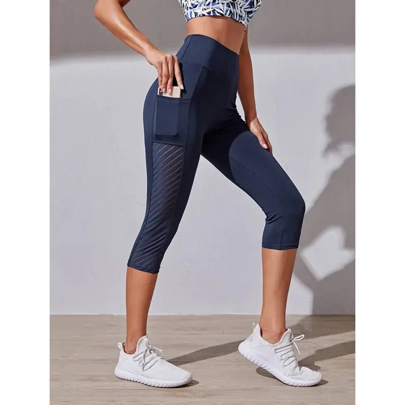 Sollevare, pantaloni da Yoga dimagranti, pantaloni corti da corsa Fitness nuovo Design tascabile a pannello grande con vita alta, anca