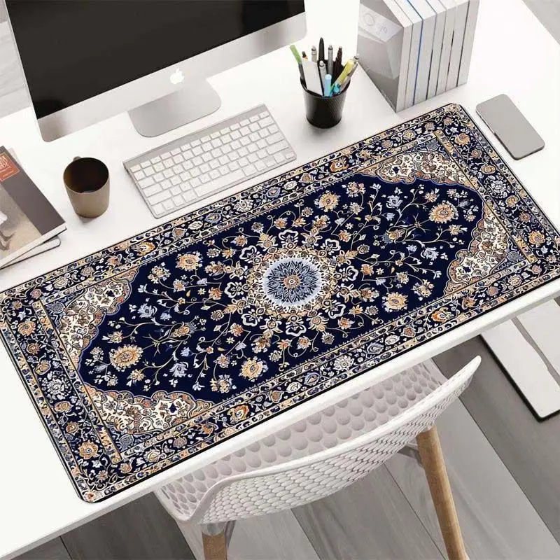 VIKAMA Red Persian Rug Large Mouse Pad Non Slip Waterproof Desk Mat Ethnic Floral Keyboard Table Protector Home Office Decor
