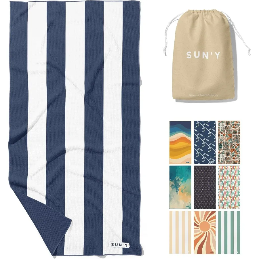 

Waffle Microfiber Beach Towel for Sunbathing and Travel SandFree QuickDrying UltraAbsorbent Lightweight and Compact Design with