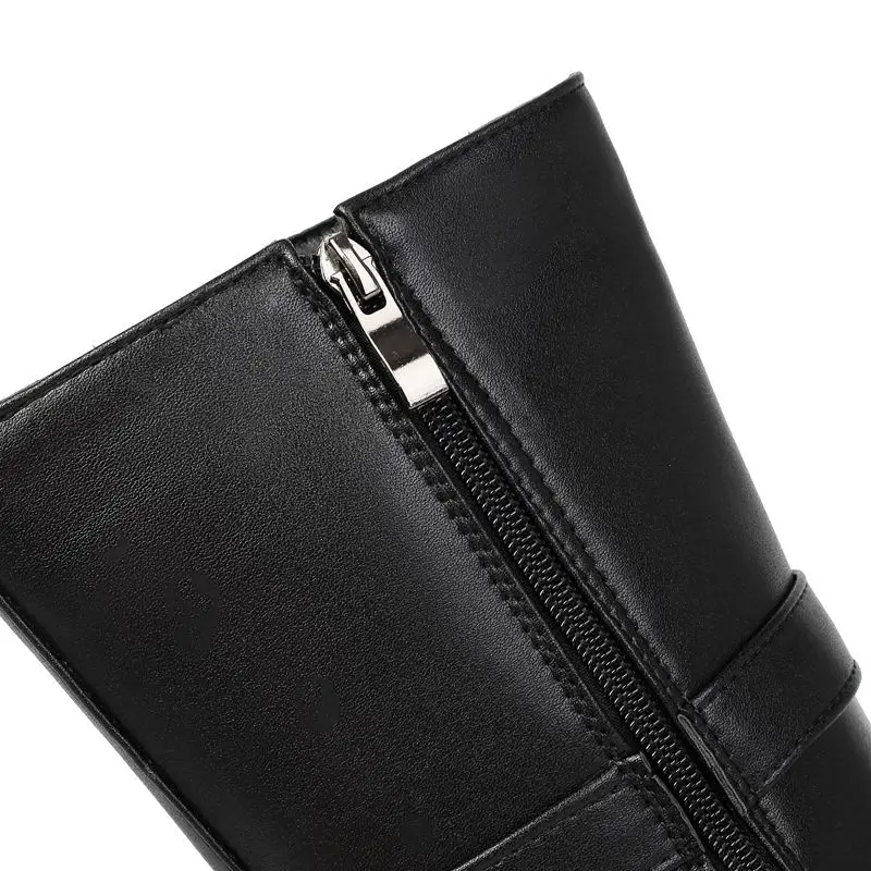 Girseaby Womens Footwear Knee Length t 6cm Sturdy High Lift 3cm Thick Sole Side Zip Knight Style Plus Size 41 42 43