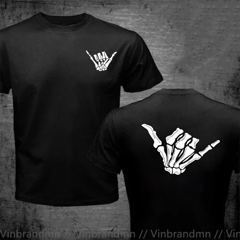 Bone Hand Loose Skeleton Hand T Shirt Men Fashion T-Shirt Trendy Casual Clothes Summer Hip Hop Sportswear Street Tops Tee Shirt
