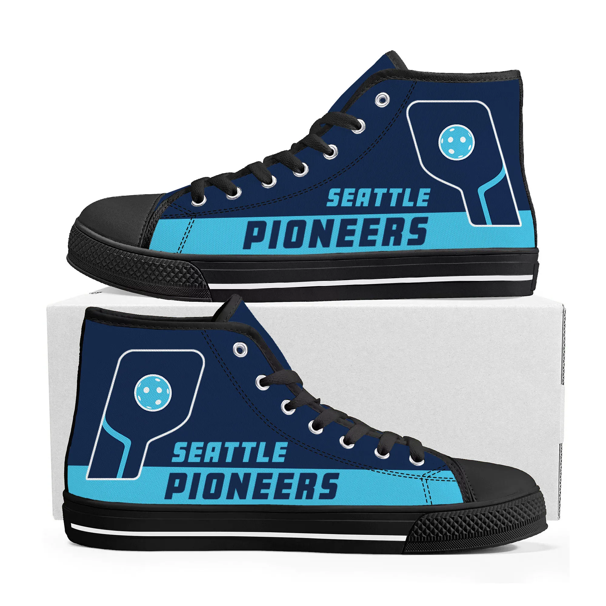 SEATTLE PIONEERS pickleball High Top Sneakers Mens Womens Teenager Canvas High Quality Sneaker Casual Custom Made Shoes DIY Shoe