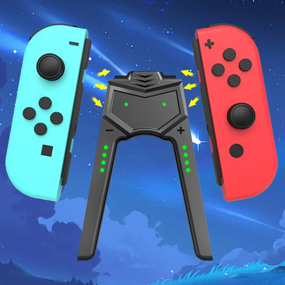 قاعدة شحن محمولة على شكل حرف V لجهاز نينتندو سويتش OLED Joy Con Play أثناء الشحن مع مؤشرات LED