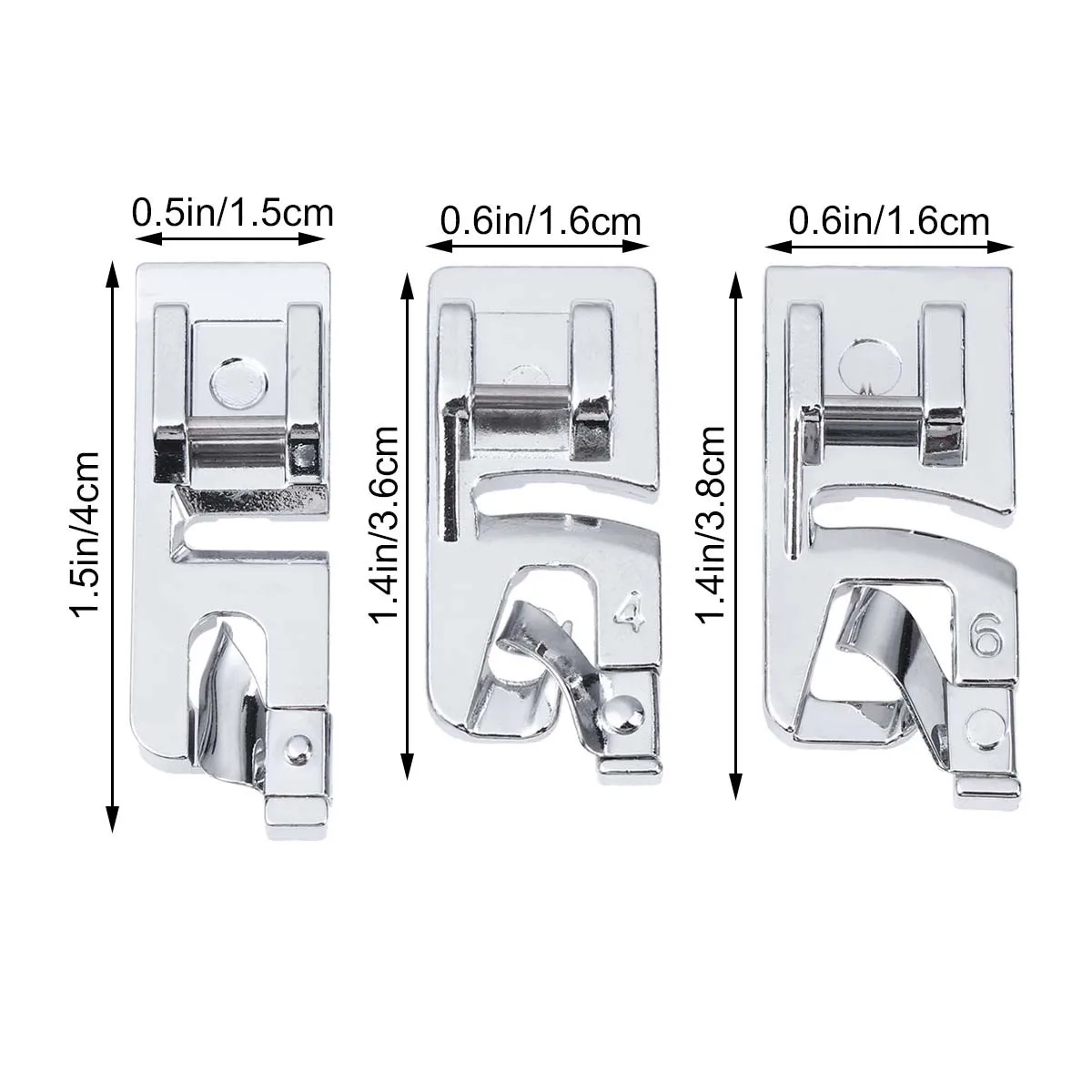 3Pcs Sewing Machine Presser Foot Rolled Multi-Function Accessories for Home Use Lightweight Fabric Projects Suitable