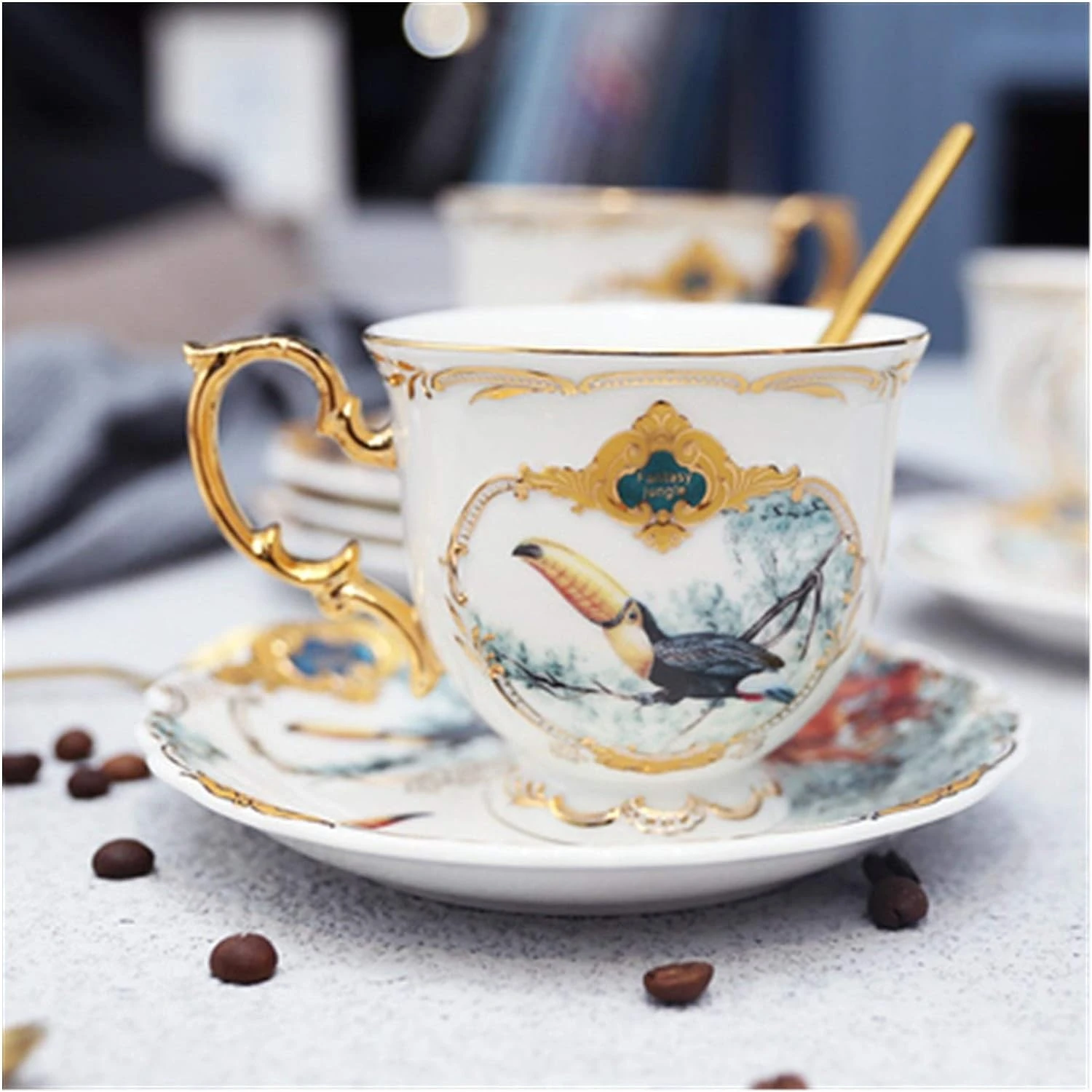 

merse you in luxury. Enjoy sipping your favorite brew in this exquisite handcrafted porcelain tea cup and saucer set, featuring