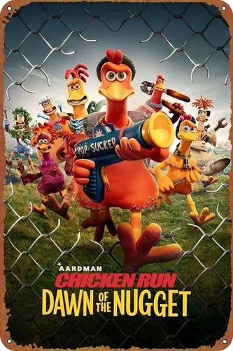 Chicken Run: Dawn of the Nugget Movie poster Vintage Tin Sign Gift Retro Metal