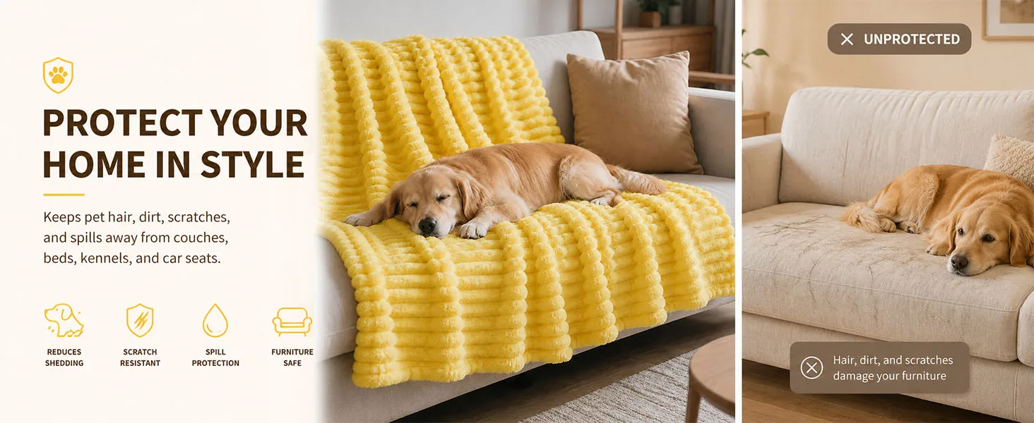 Protects couches, beds, kennels, and car seats from hair, dirt, and scratches