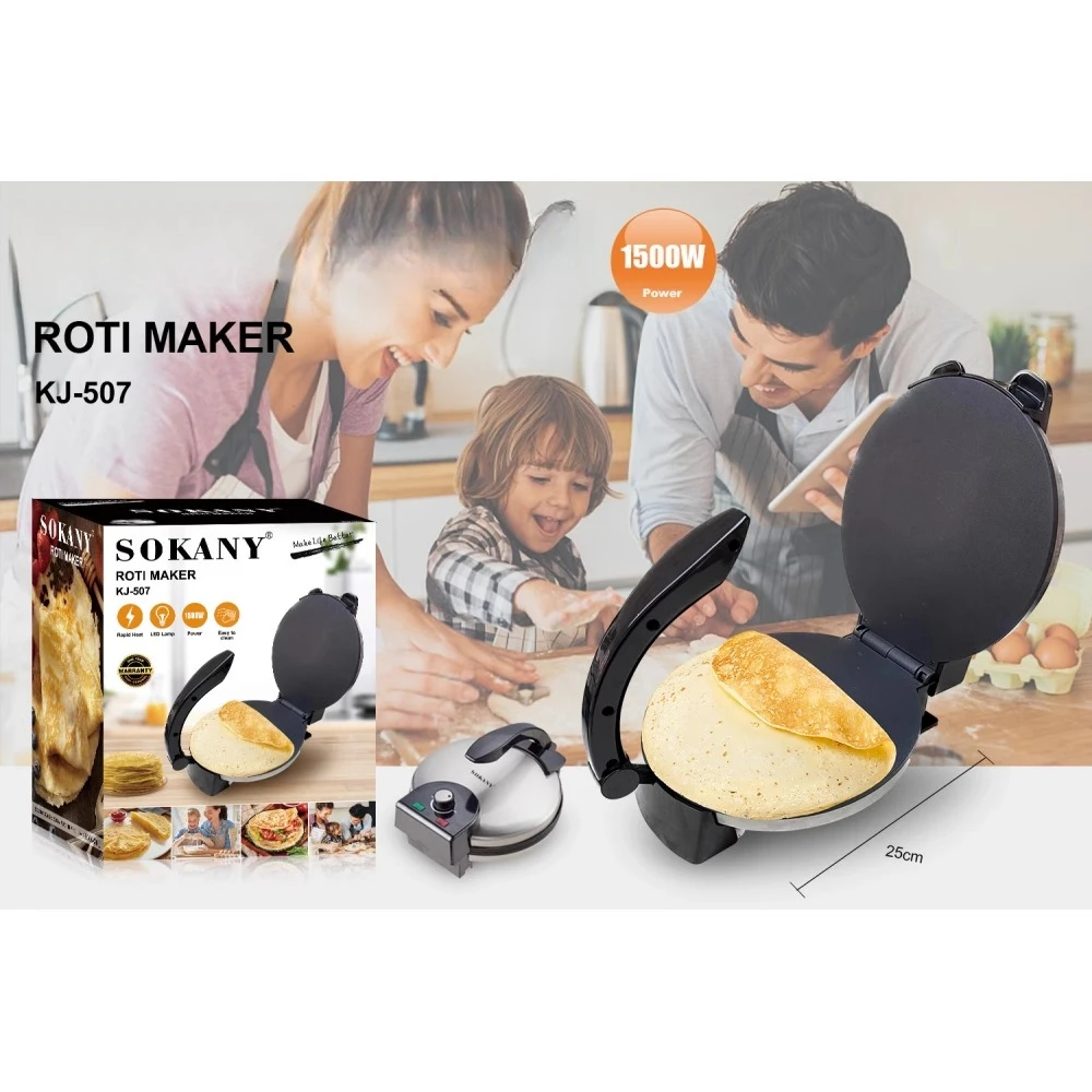 Fabricante de crepe elétrico 507 - grelha de panqueca estilo europeu com aquecimento automático para uso doméstico