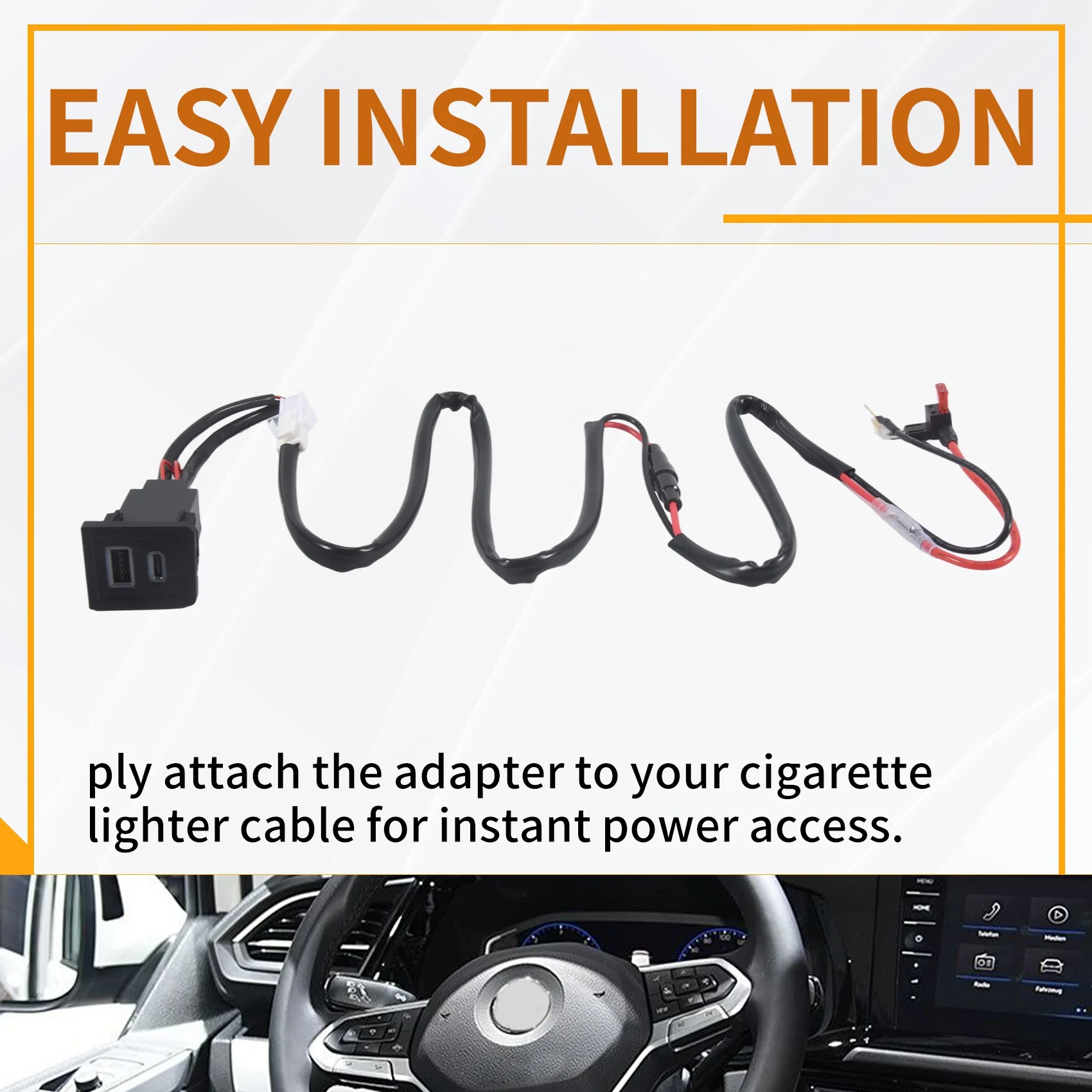 Car USB PD Quick Charge QC3.0 Phone Charging Adapter Outlet For Multivan T5 2003-2015