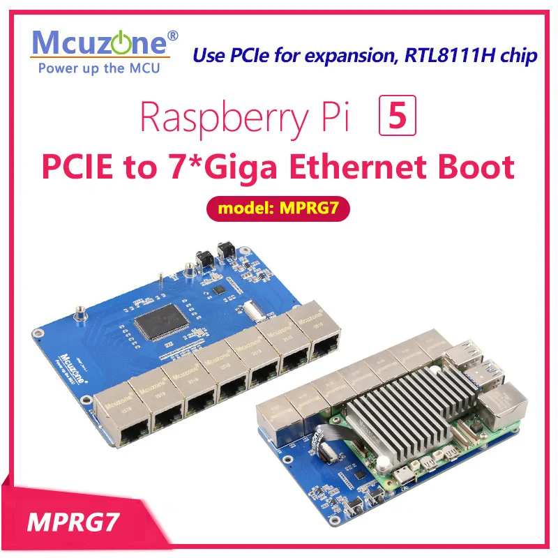

MPRG7, Raspberry Pi 5 PCIE to 7xGiga Ethernet board, driver free with RPi OS and OpenWRT, support Ubuntu, Router