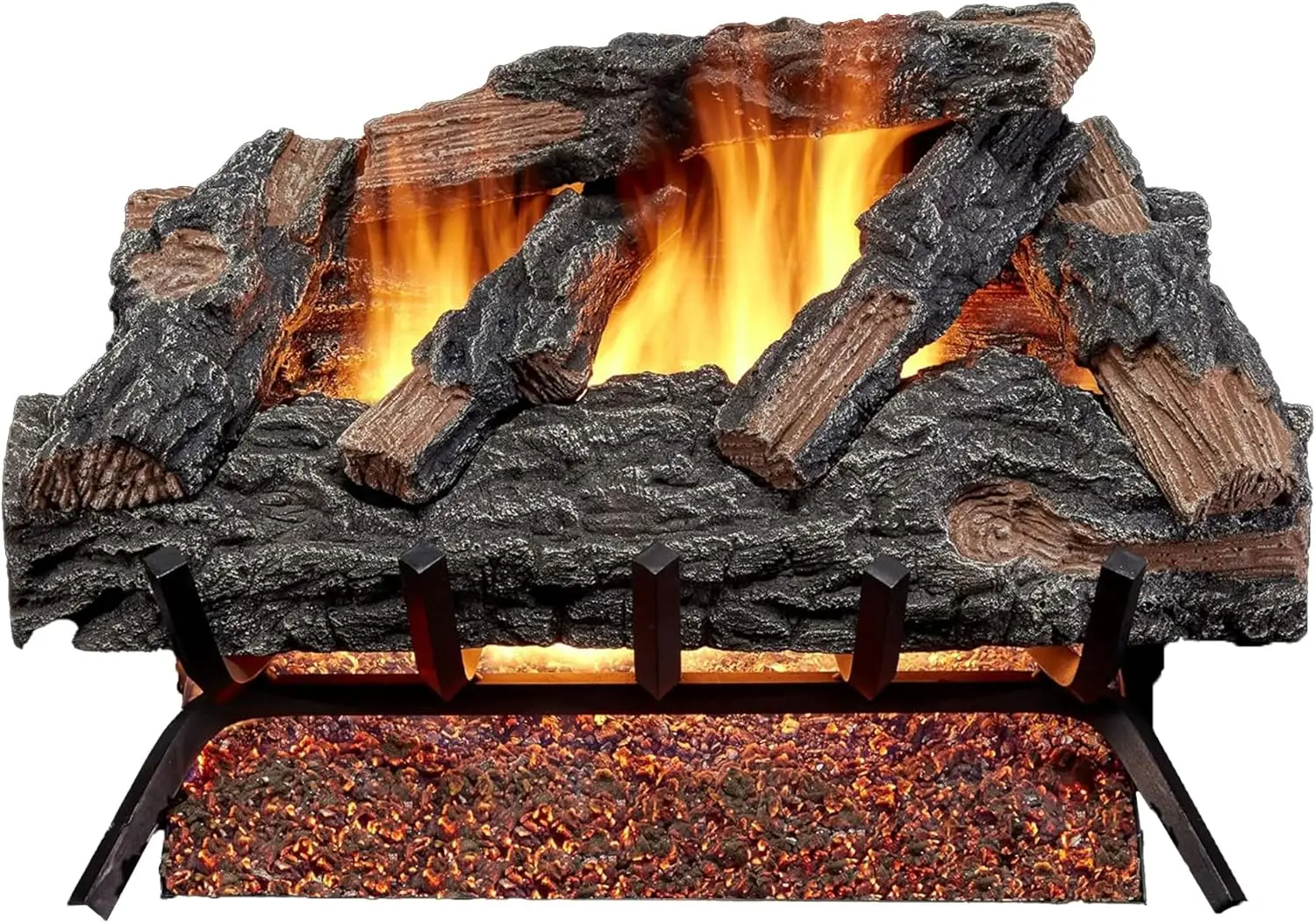 MO24HVL Natural Gas Vented Fireplace Logs Set with Match Light, 55000 BTU, Heats up to 2000 Sq. Ft, Mountain Oak, 24 Inches