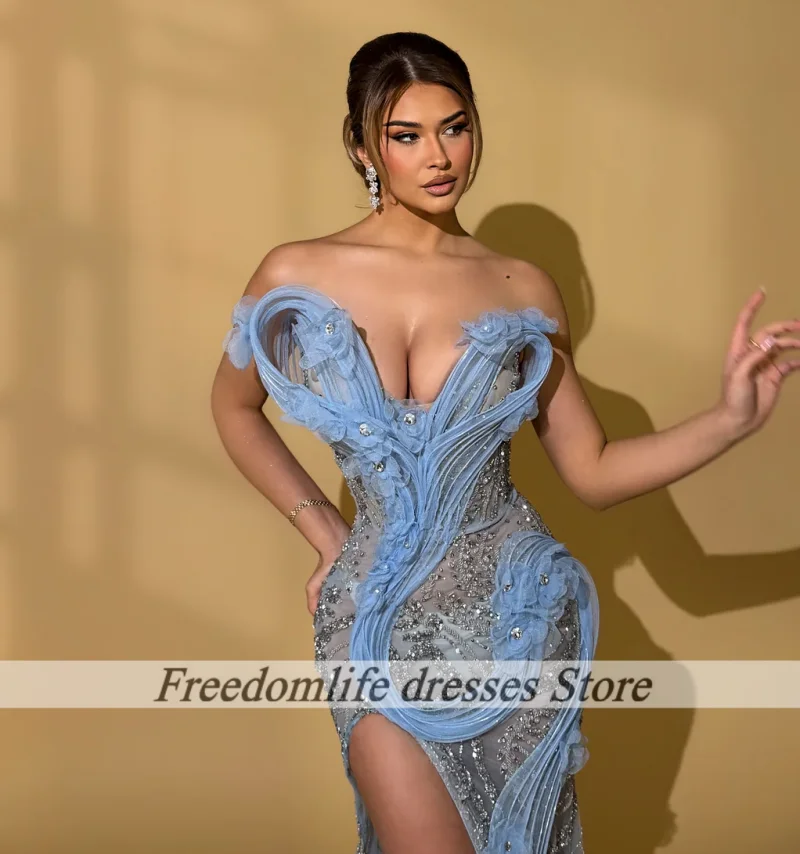 ชุดราตรีปักเลื่อมเซ็กซี่ ปี 2026 คอวี ผ่าข้าง ประดับลูกปัด ทรงเมอร์เมด แต่งระบายดอกไม้ ชุดราตรีออกงาน  รับตัดตามสั่ง