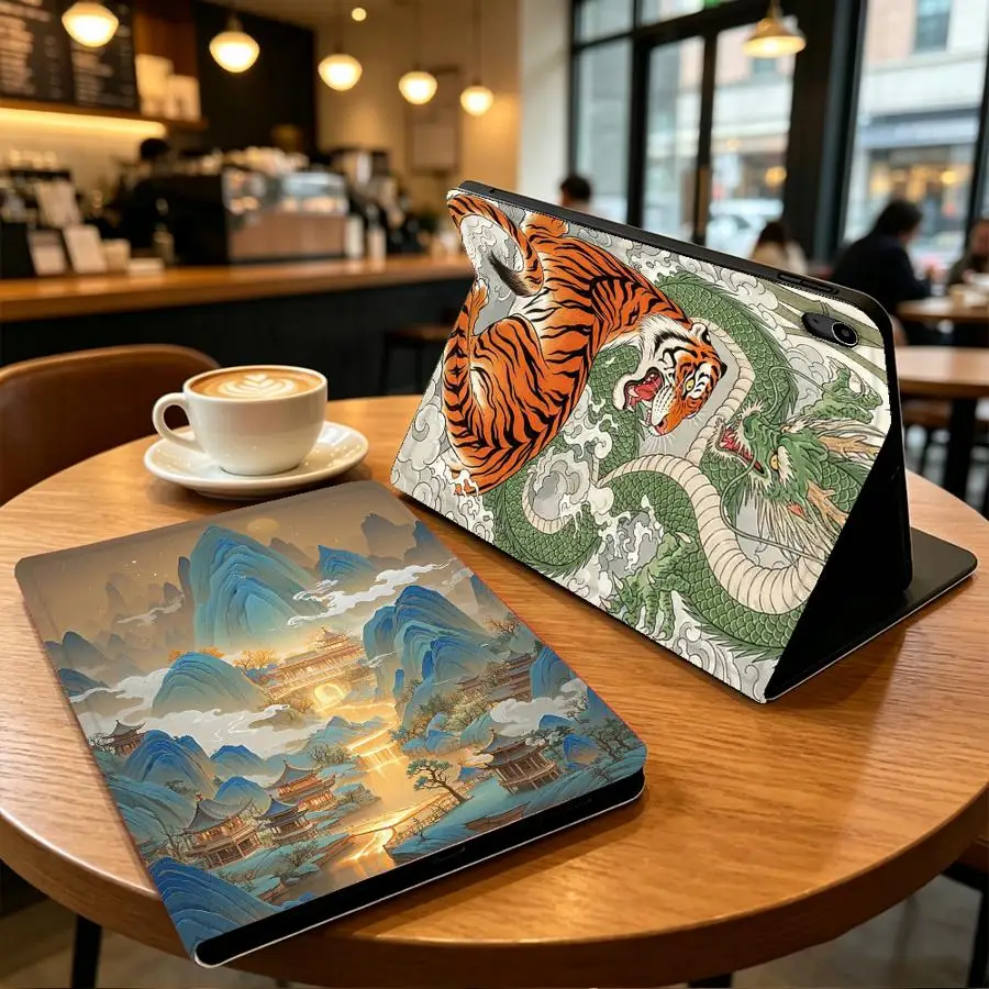 Azure Mountain Landscape Case for Apple iPad 10th 7/8/9th Pro11 13 Air 11 13 M4 M3 M2 A16 2026 with Pencil Slot Air 4/5/6th