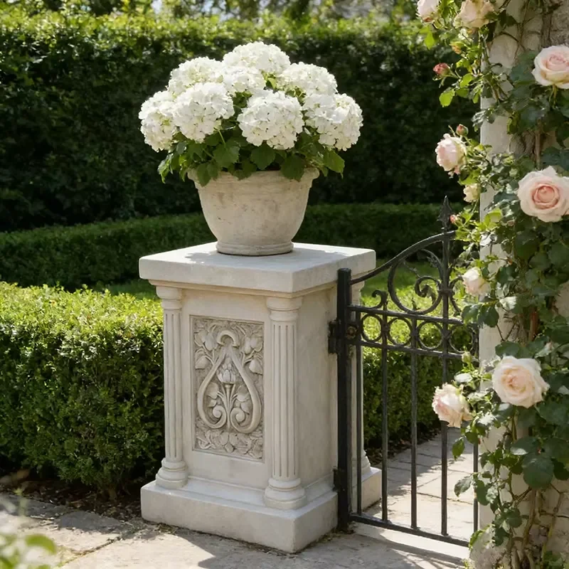for Floral Relief Hand-painted Resin Pedestal Planter European-style Irregular Shape Art Collectible French Garden Arch