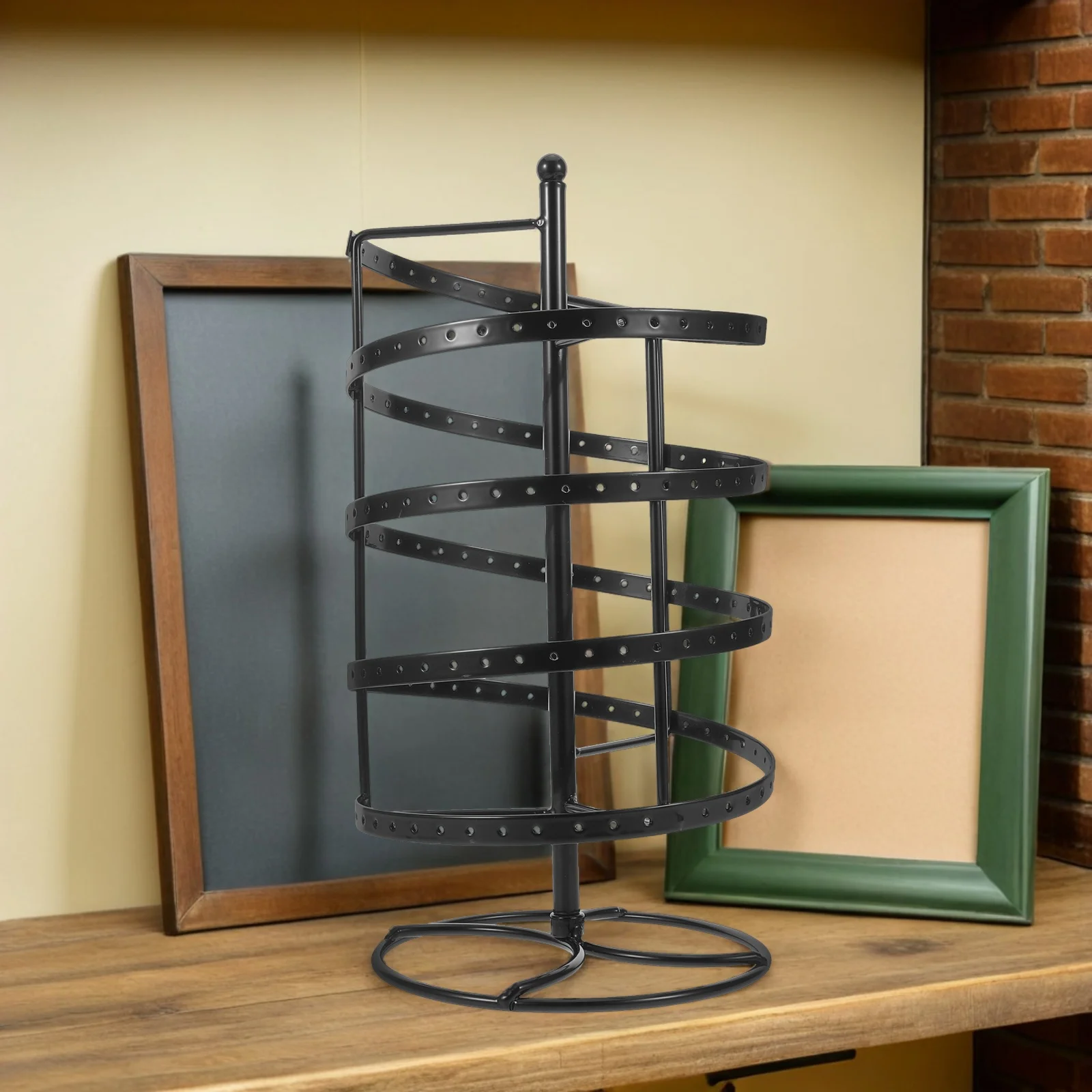 

75- Rotating Stand Metal Earring Organizer Tiered Display Tower For Jewelry Stores Space Saving Quick Access Rotating