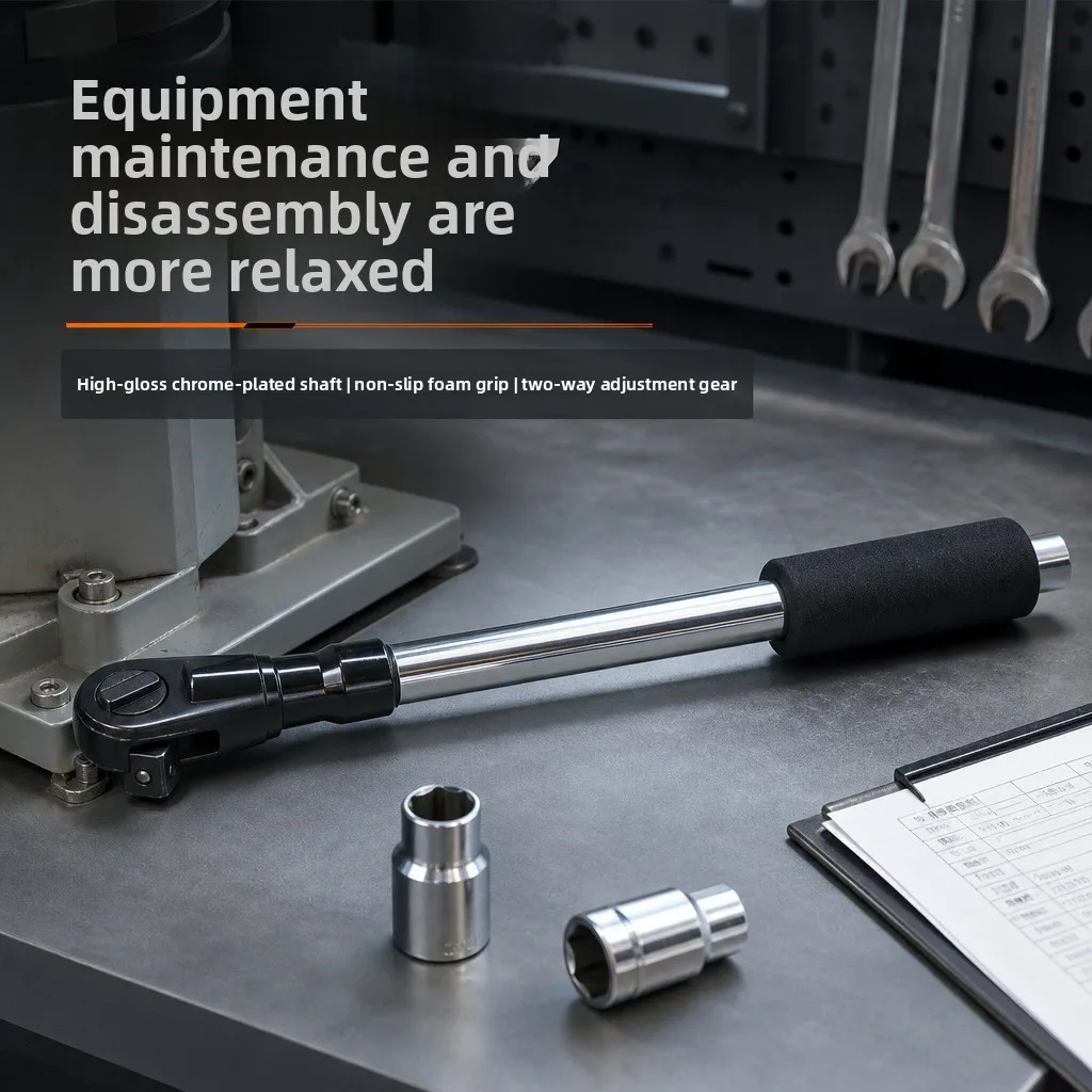 Multifunctional Extended Pneumatic Ratchet Wrench with Lengthened Socket Adapter Bar for Heavy-Duty Fastening, 1/2-Inch Drive