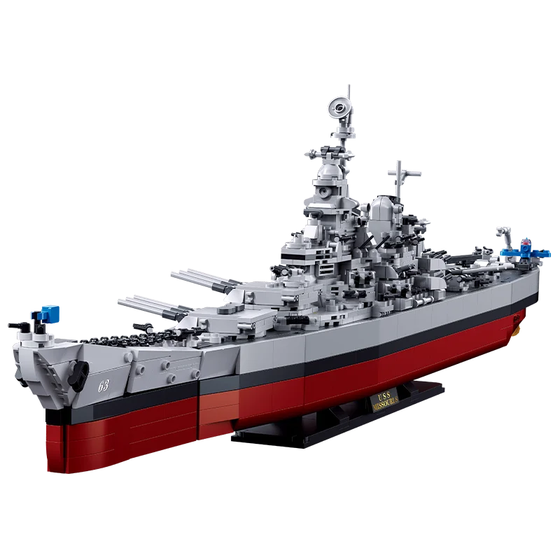 Sluban seria wojskowa klocki marynarka amerykańska II wojna światowa okręty wojenne cegły pancerniki USS Missouri BB-63 Model łódź wojenna zabawki dla dzieci prezenty