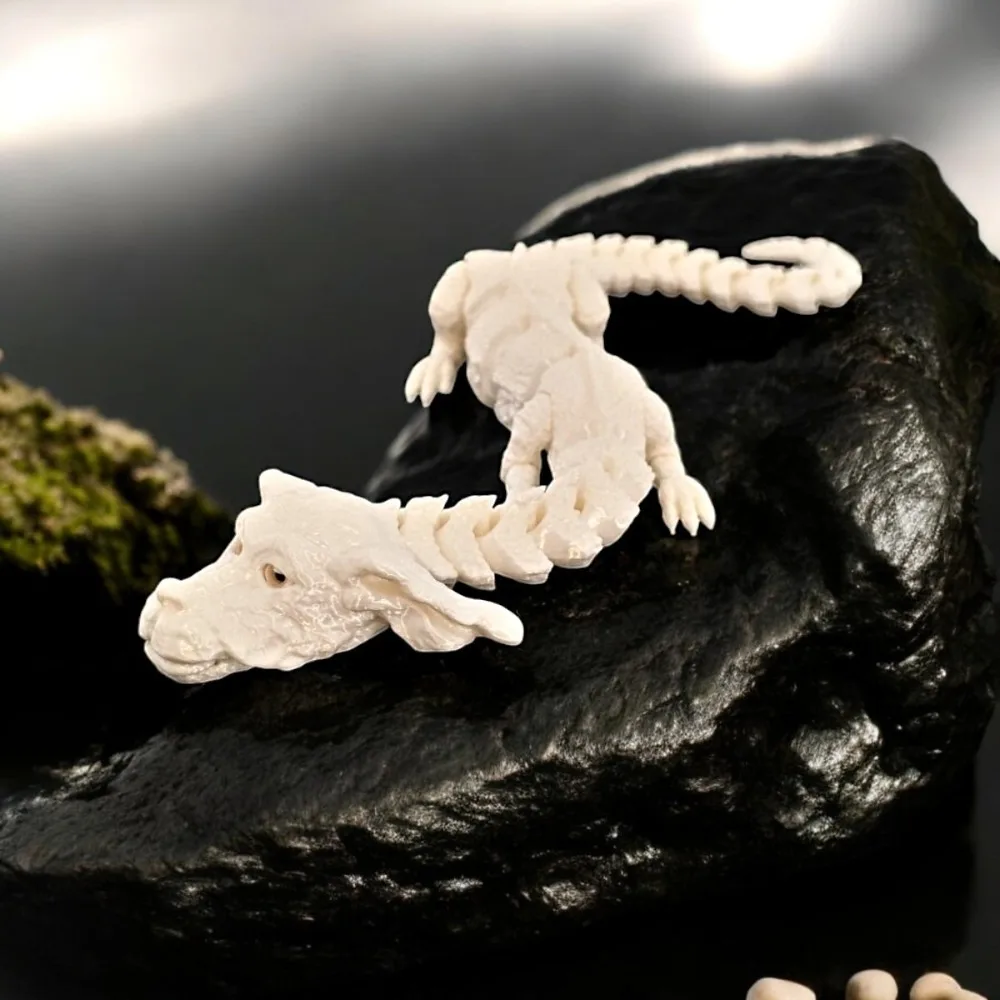 3D Printed Lucky Dragon Figurine Realistic Simulation Dragon Model Joint Unique Handmade Ornament Creative Decor Gift