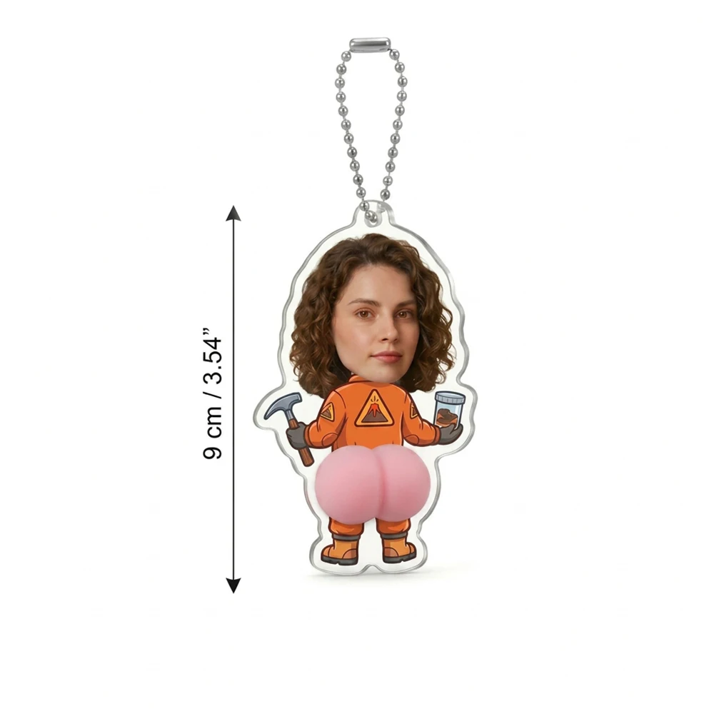 Custom Photo Explorer Character Acrylic Keychain,Squishy Butt Stress Relief Fidget Charm,Prank Joke Gift,Car Rearview Mirror Han