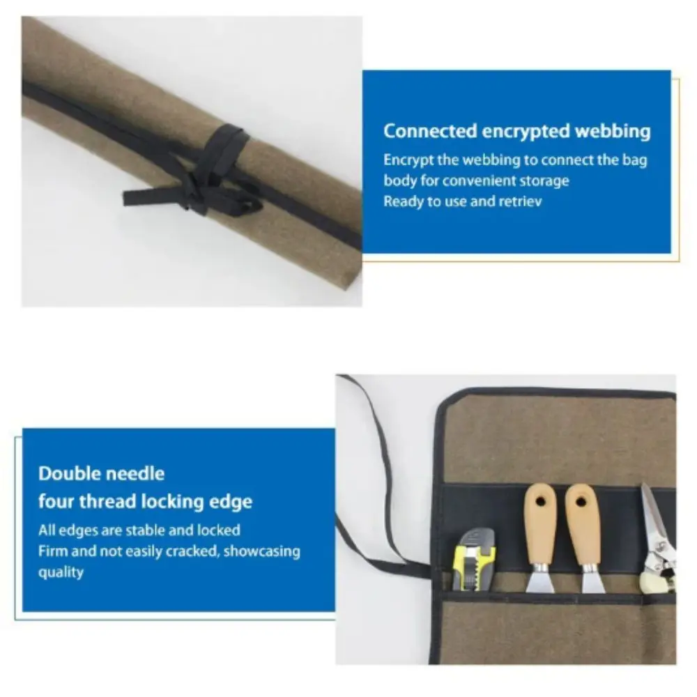 حقيبة أدوات متعددة الأغراض من قماش أكسفورد، جيوب متعددة، حقيبة أدوات شديدة التحمل، تصميم نشمر، منظم أدوات التصميم المعلق