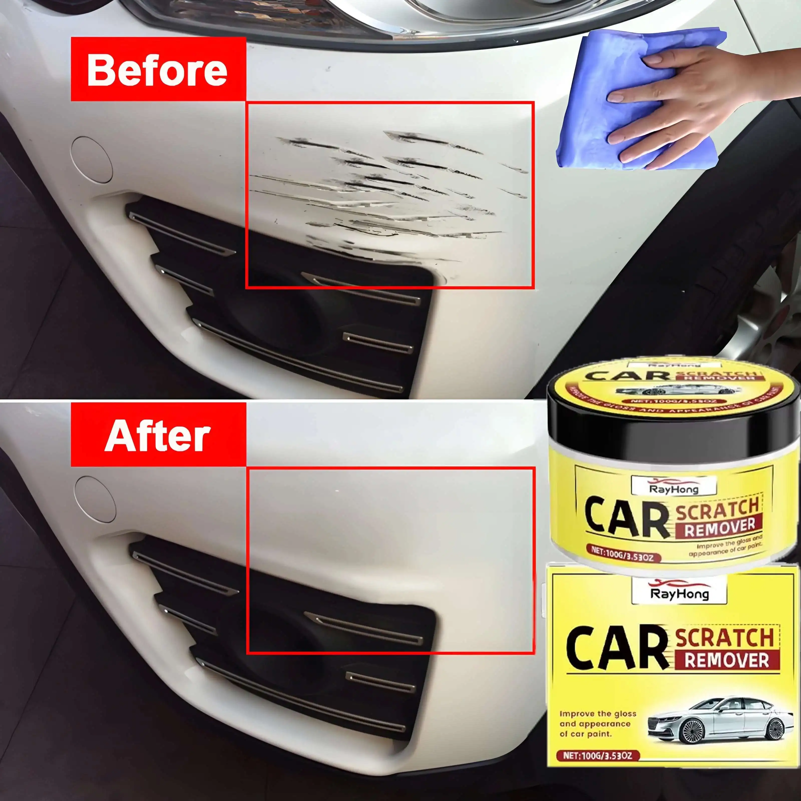 

100 г воска для удаления царапин NanoTech — 3 минуты ремонт/адаптирующий цвет, без инструментов и гидрозащита от ультрафиолета