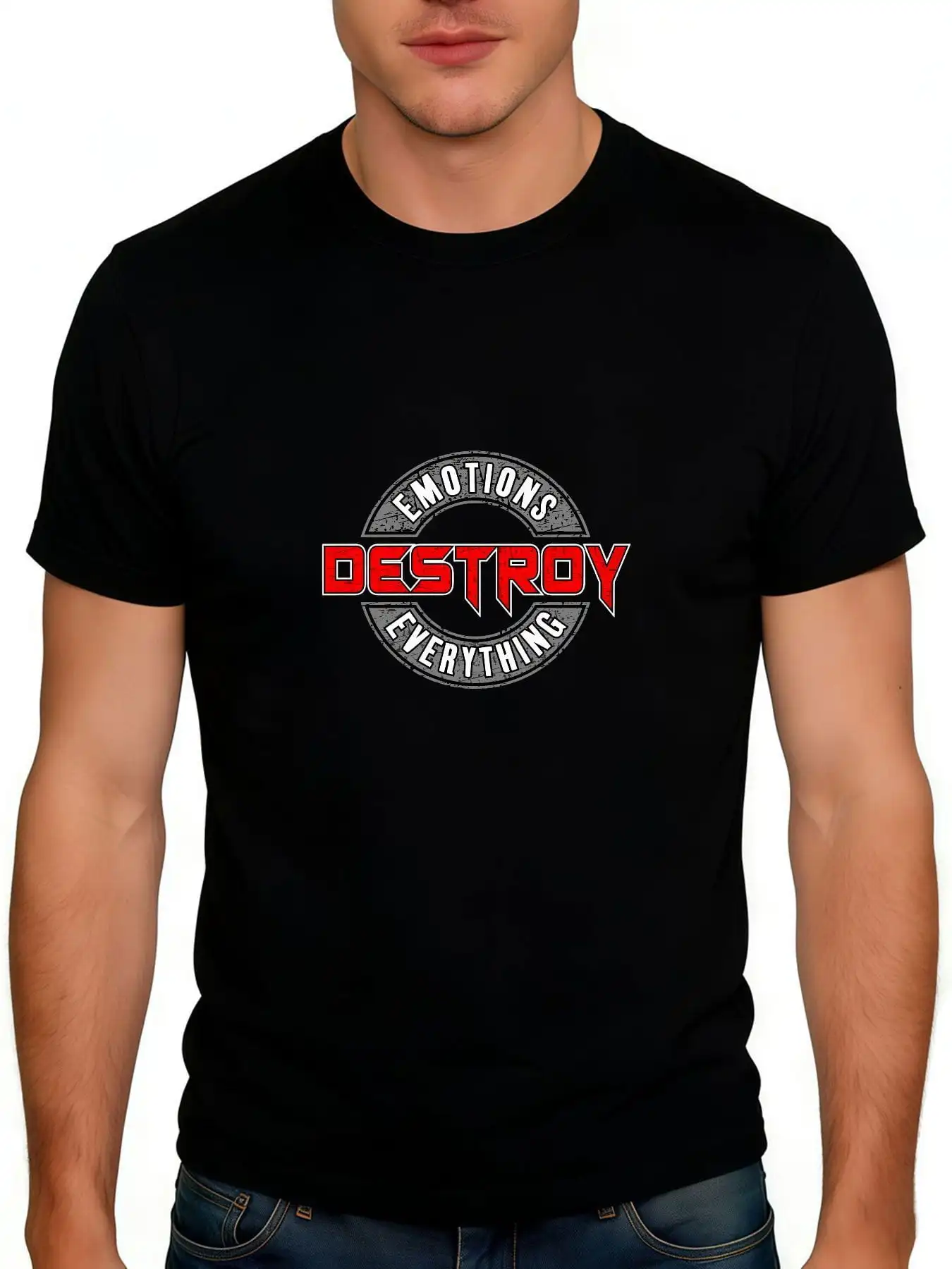 Men's Black Graphic Emotions Destroy Everything T-Shirt