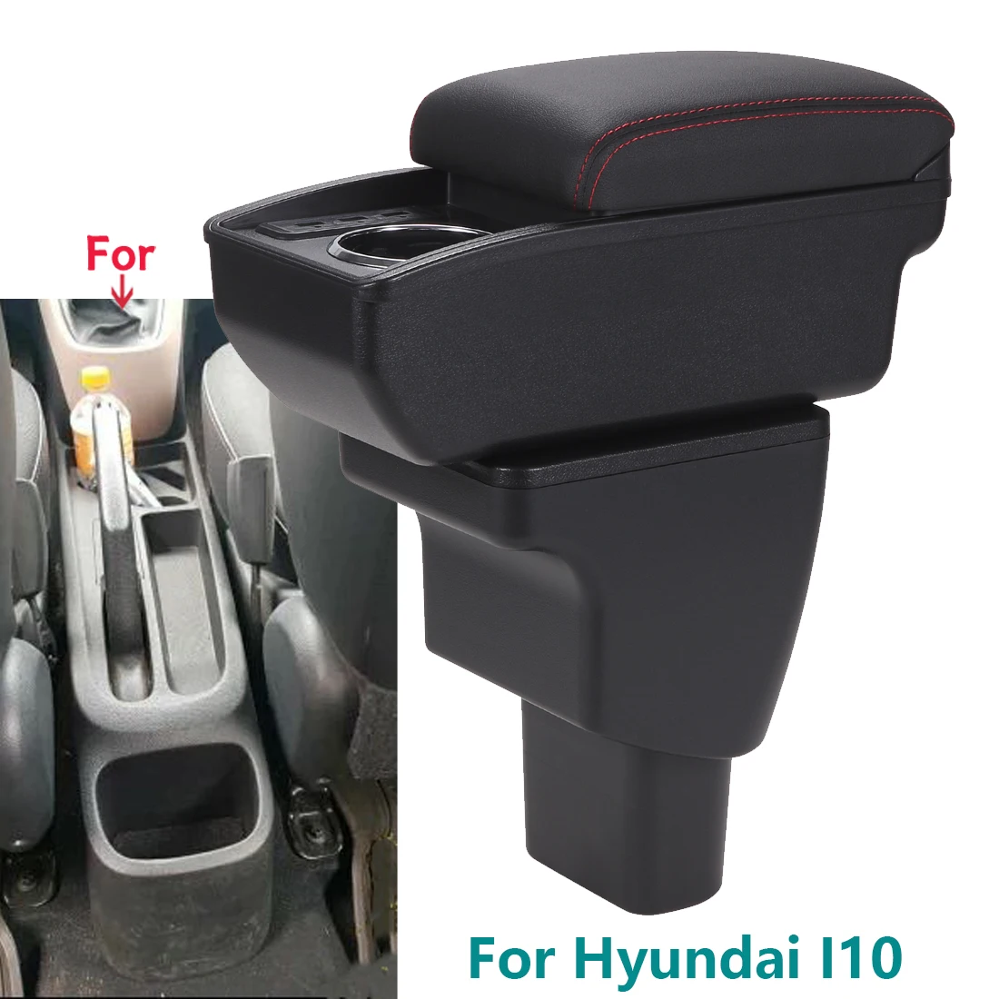 For Hyundai I10 Armrest Box For Hyundai I10 Car Armrest Central Storage Box Interior Dedicated Retrofit Parts Car Accessories