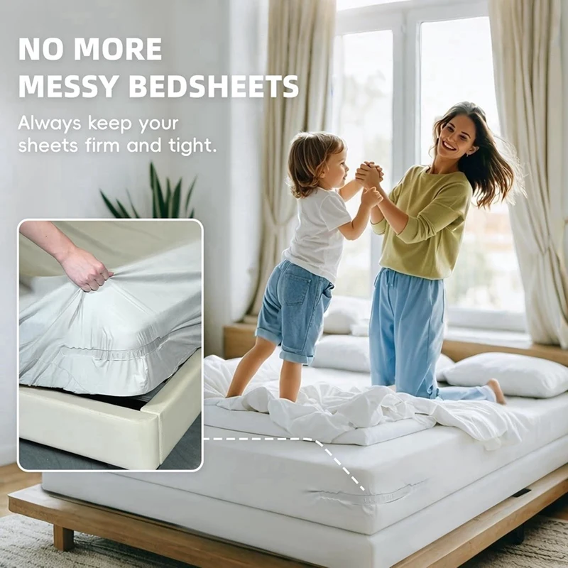 Open Corner Bed Sheet Holder With Lock Strips,Duty Bedsheet Clips With Enhanced Straps Mattress, Keep Sheets Firm