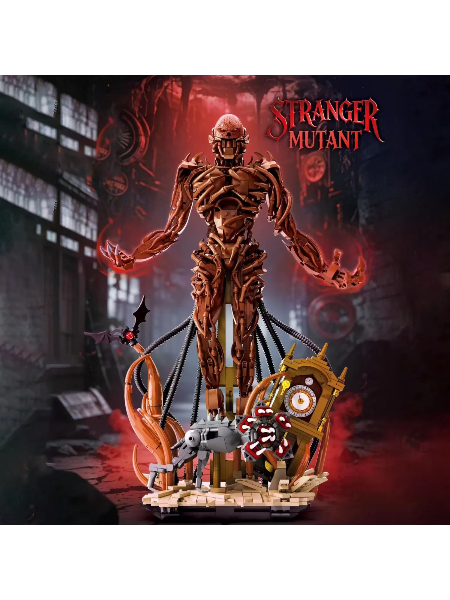 1433-teiliger Horror-Skelett-Mutant-Baukasten, erschreckendes Kreatur mit Szenenbasis, bewegliche Monster-Bausteine, Spielzeug-Geschenk für Erwachsene