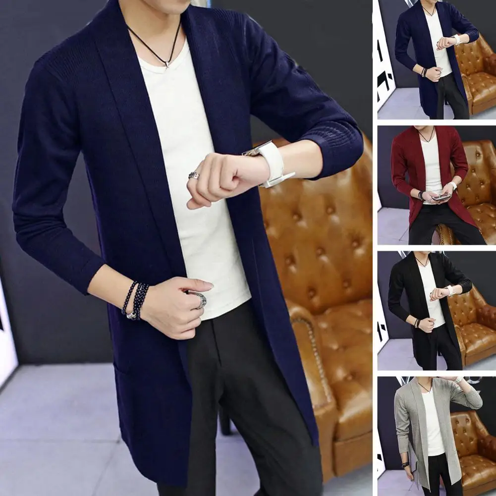 Men Sweater Jacket Stylish Men's Knitted Cardigan Soft Slim Fit Coat with Lapel Pockets for Fall/winter Fashion Knitted Men