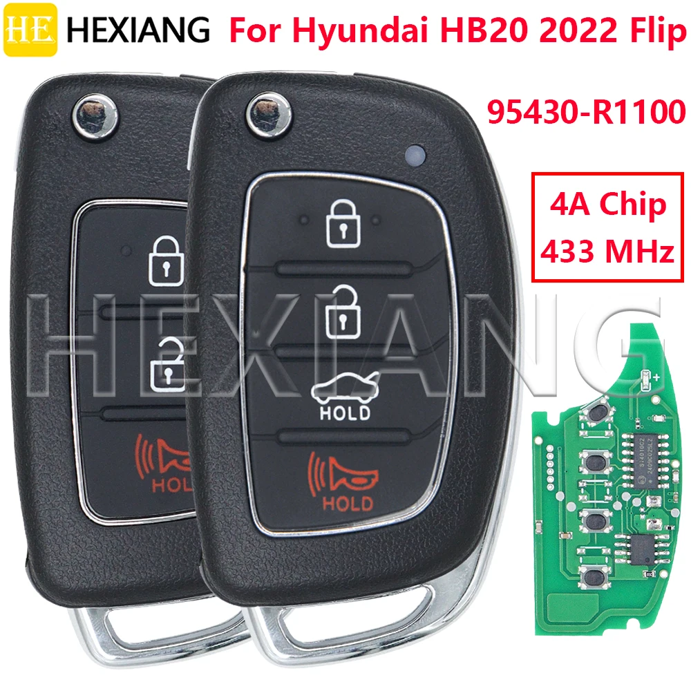 HE 433.92 FSK 95430-R1100 4A PCF7939MA Chip SY5AERGE04 HY14R Blade Flip Car Remote Key For Hyundai HB20 2019 2020 2021 2022